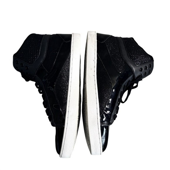 Black Patent Glitter High Top Fashion Sneakers Women's Size 12 - Picture 3 of 9